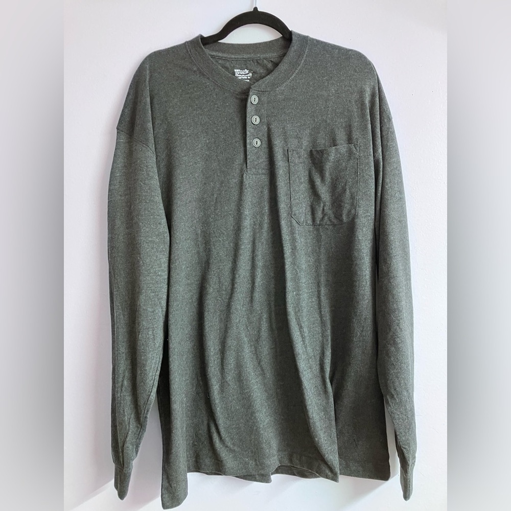Work n’ Sport Men’s Long Sleeve Pullover T Shirt, XL, Charcoal Gray, NWOT